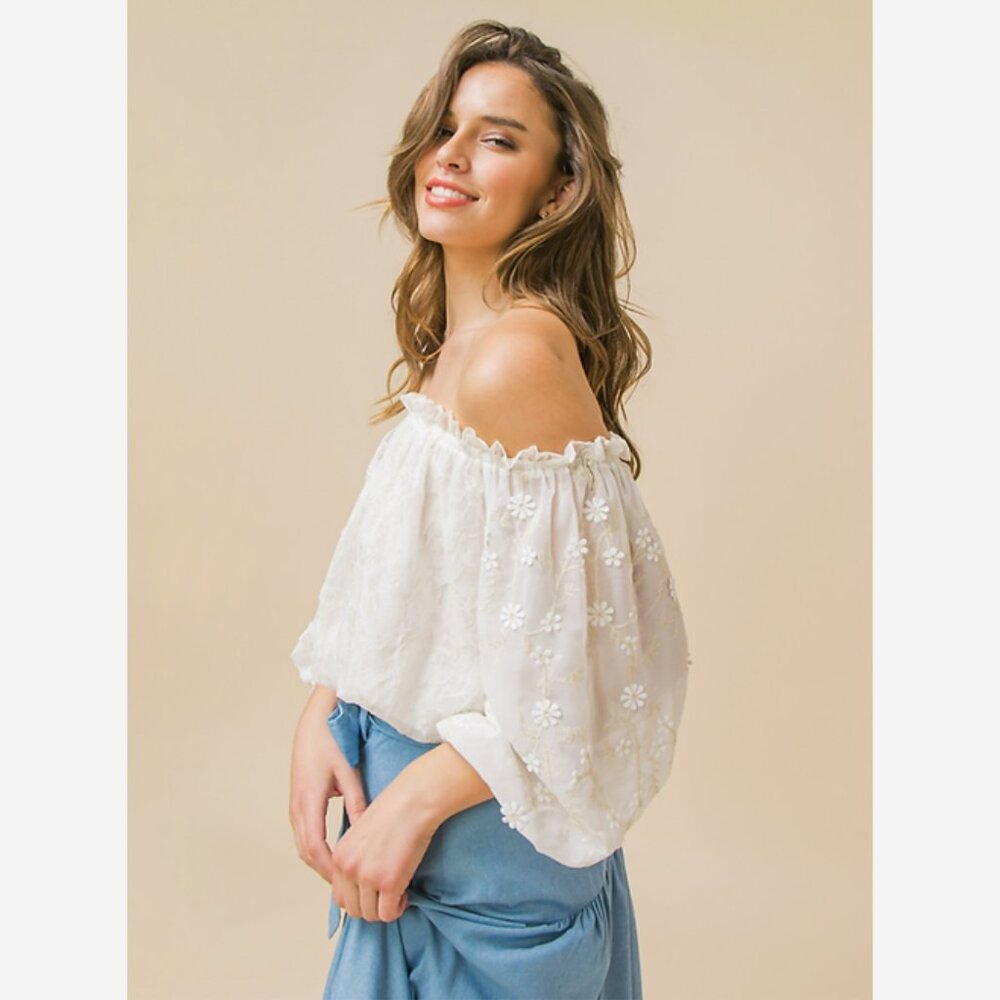 Flower Island Vacay Off Shoulder Top